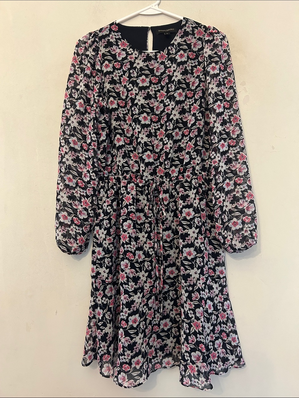 Banana Republic Floral Long Sleeve Chiffon Dress Size M EUC